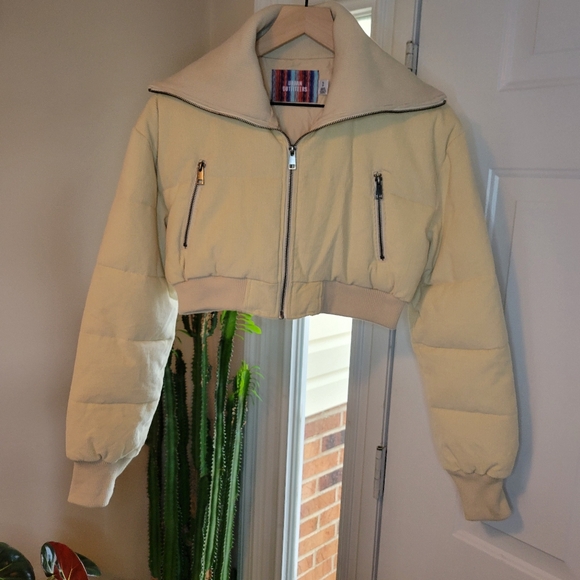 Urban Outfitters Jackets & Blazers - Urban Outfitters Corduroy Cropped Collared Puffer Zip Up Jacket, Size S